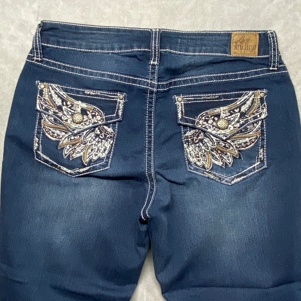 Love x Indigo Women's‎ Blue Embellished Pocket Denim Capris Size 10 - Picture 12 of 15